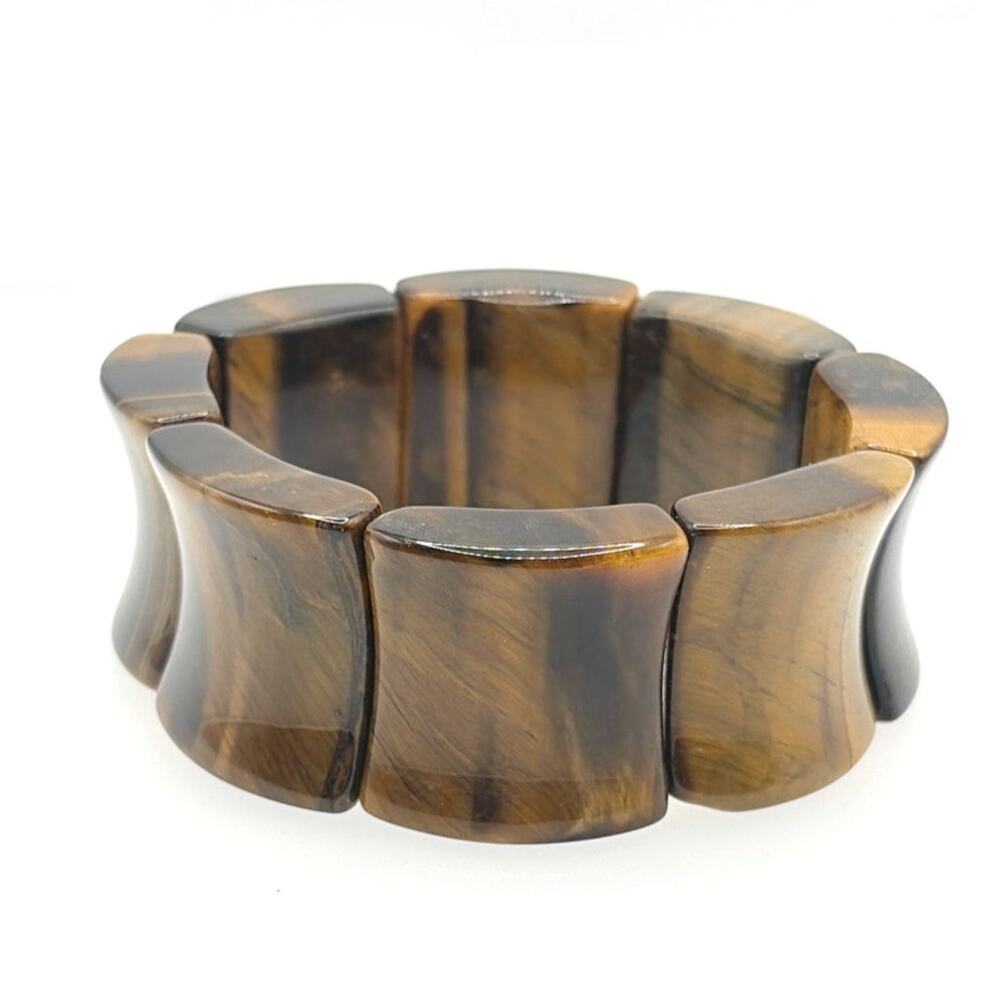 Tiger Eye Stone Chunky Bracelet 7”